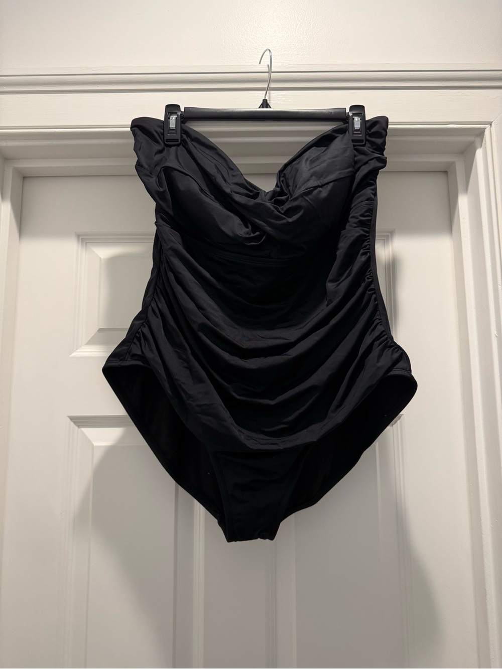 Strapless Black Ruched One-Piece Swimsuit